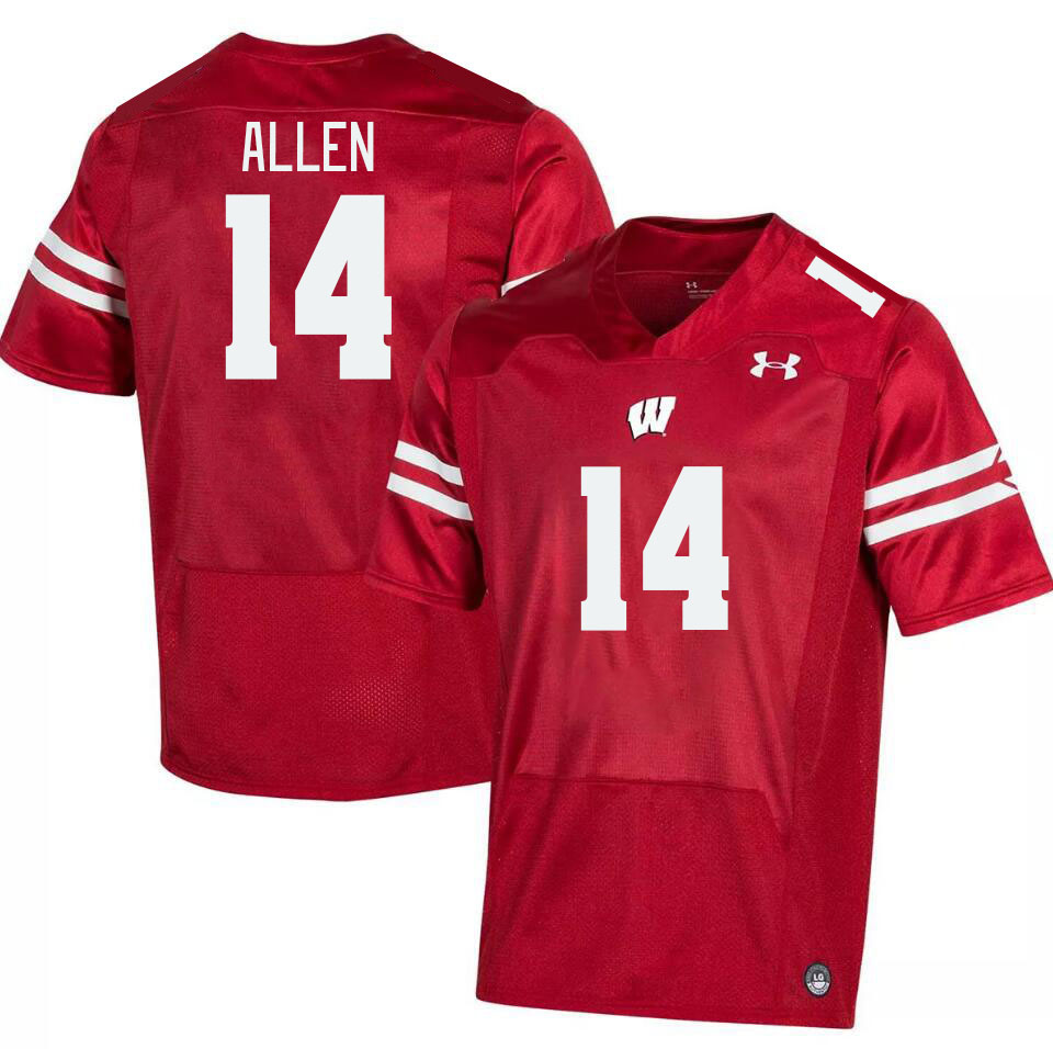 Men #14 Markus Allen Winsconsin Badgers College Football Jerseys Stitched Sale-Red